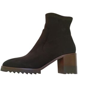 SANTORINI Suede Leather Block Heel Boots Booties Size 6.5 Black New